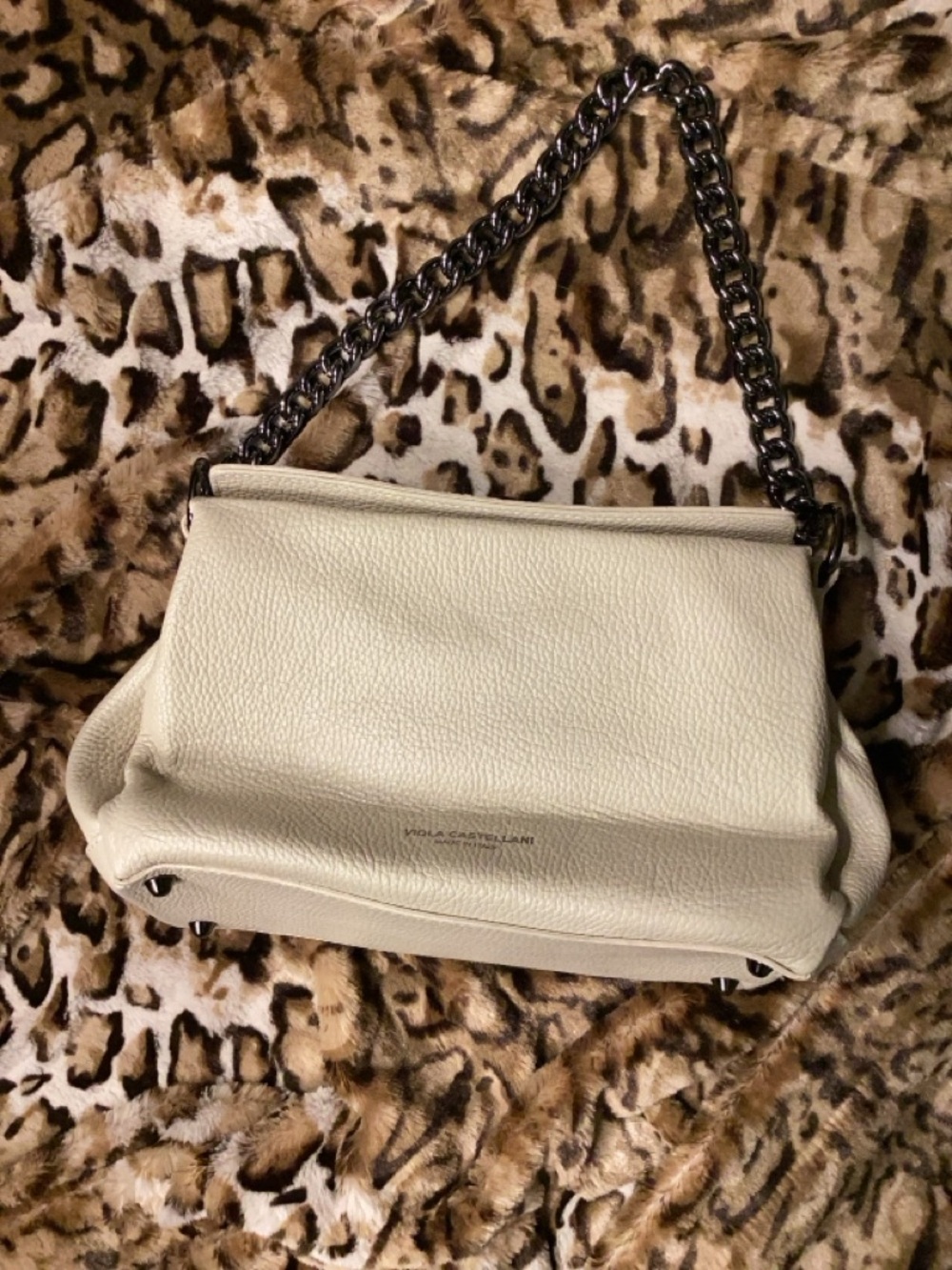 Viola Castellani pebbled leather bag is designed and made in Italy